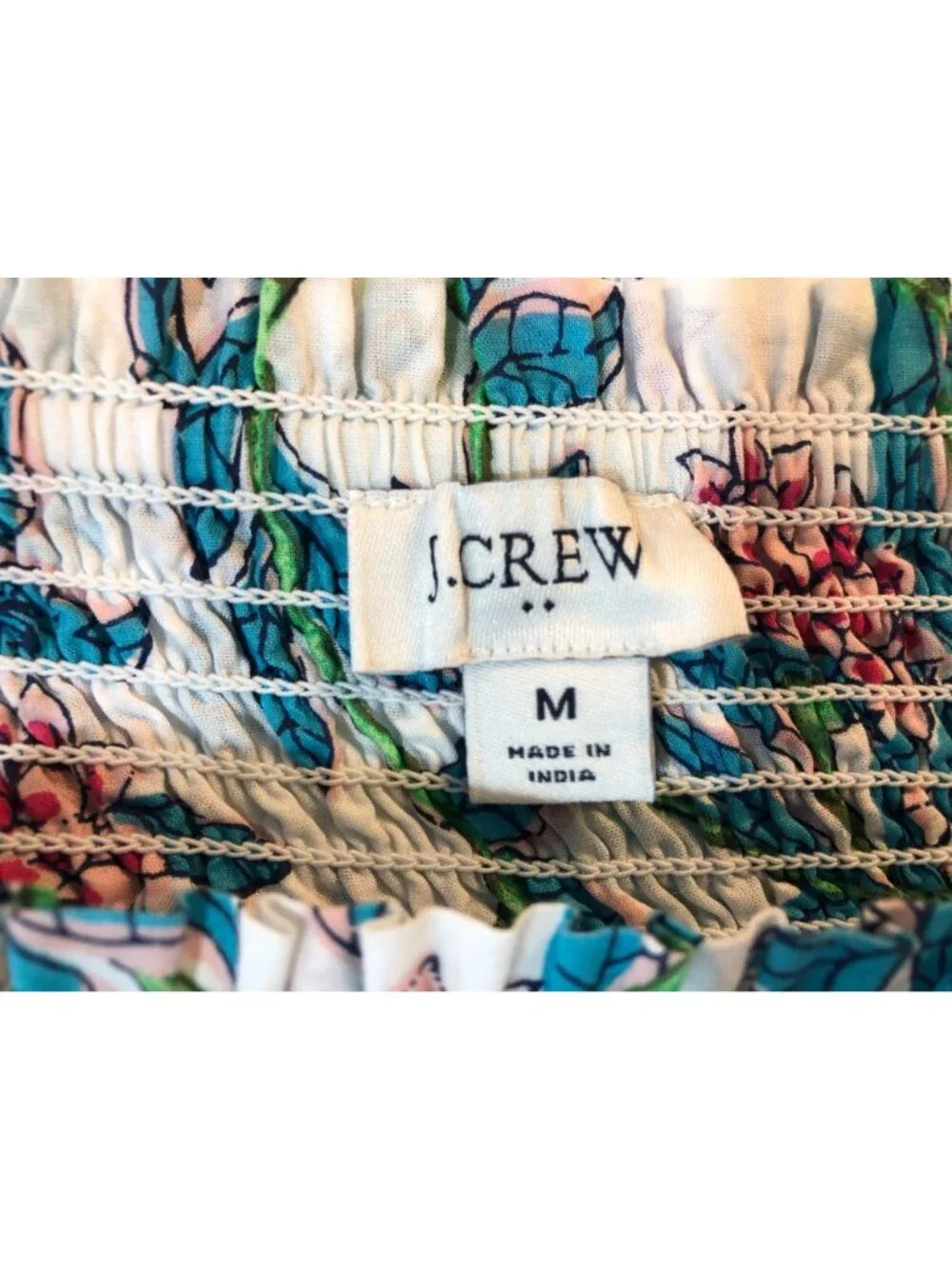 J.Crew Factory BR644 Floral Smocked Tiered Mini Skirt 100% Cotton Lined Size M
